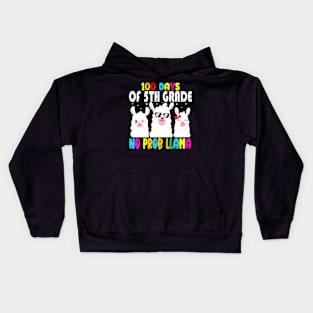 100Th Days Of 5Th Grade No Probllama Llama Teacher Kids Hoodie